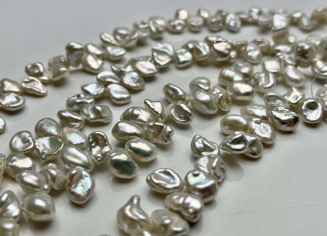 7-8x10 mm AAA Natural White Keshi Freshwater Pearls Top Drilled Keshi Pearl Beads High Luster Natural Cultured Keshi Pearls #1254