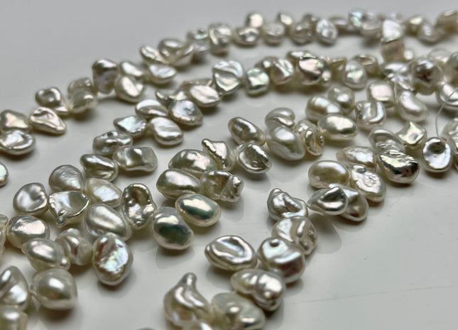 7-8x10 mm AAA Natural White Keshi Freshwater Pearls Top Drilled Keshi Pearl Beads High Luster Natural Cultured Keshi Pearls #1254
