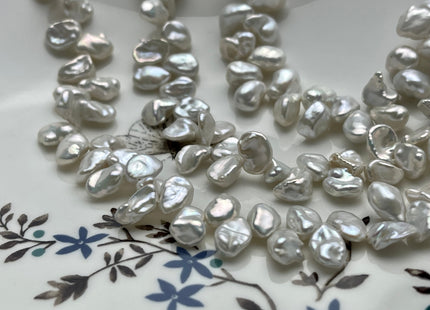 7-8x10 mm AAA Natural White Keshi Freshwater Pearls Top Drilled Keshi Pearl Beads High Luster Natural Cultured Keshi Pearls #1254