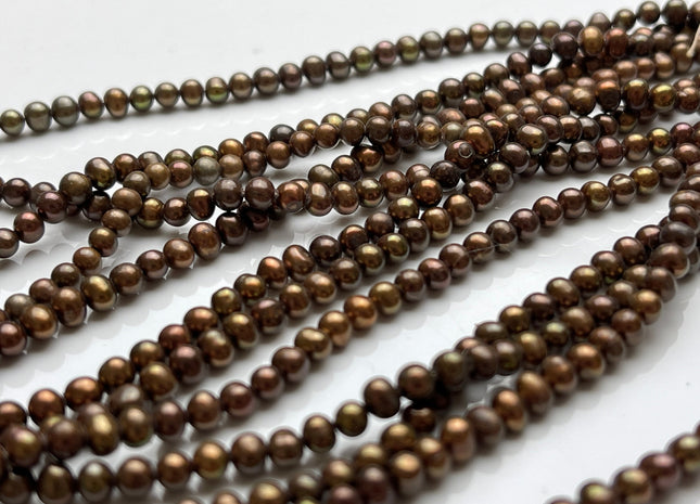 3.5-4 mm AA Chocolate Brown Tiny potato Freshwater Pearl Beads Genuine Dark Brown Small Potato Freshwater Pearls #P1973