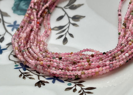 2 mm Natural Faceted Round Tourmaline Color Quartz Gemstone Beads 15.5 Inches Strand #3951