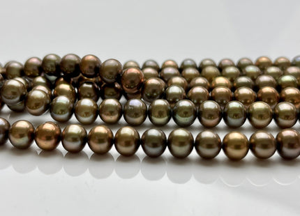 7 mm AAA Green Copper Color Off Round Freshwater Pearl Beads Genuine Green Copper Color Potato Freshwater Pearls  #P1985