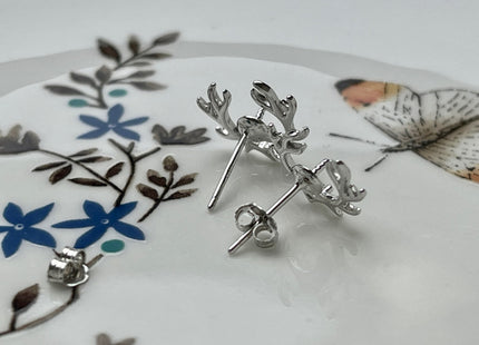 One Pair 925 Sterling Silver Setting Findings For Half Drilled Pearls Reindeer Shape Design Sterling Silver Earring Findings #10232