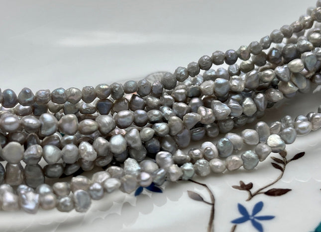 5 mm AA Gray Color Keshi Nugget Freshwater Pearl Beads Center Drilled Keshi Pearls Genuine Freshwater Tiny Keshi Nugget Pearls #P1977