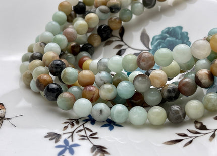 6mm 8mm 10mm Natural Multi Color Smooth Round Amazonite Gemstone Beads Genuine Natural Amazonite Beads 15.5 Inches Strand #4014