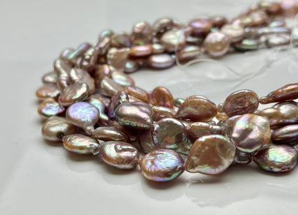 11x12-14mm AA Natural Dark Mauve Purple Color Coin Freshwater Pearl Beads Genuine High Luster Tear Drop shape Coin Pearls 27 Pieces #P2009