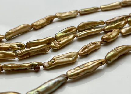 6-8x24-30 mm Gold Color Biwa Stick Freshwater Pearls Genuine Gold Color Biwa Stick Freshwater Pearl Beads #P1992