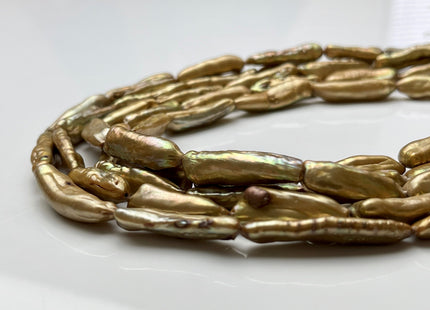 6-8x24-30 mm Gold Color Biwa Stick Freshwater Pearls Genuine Gold Color Biwa Stick Freshwater Pearl Beads #P1992