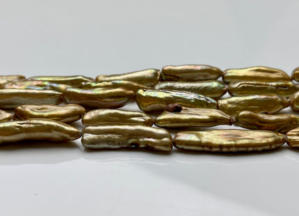 6-8x24-30 mm Gold Color Biwa Stick Freshwater Pearls Genuine Gold Color Biwa Stick Freshwater Pearl Beads #P1992