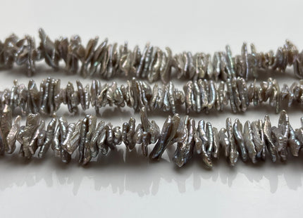 6-7x15-21mm or 6-7x12-14mm AAA Very Rare Gray Color Keshi Biwa Freshwater Pearl Beads Center Drilled Shape Biwa Chips Pearls #P1993
