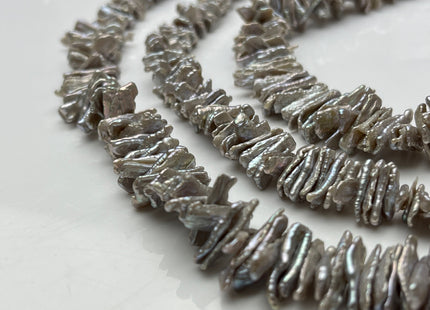 6-7x15-21mm or 6-7x12-14mm AAA Very Rare Gray Color Keshi Biwa Freshwater Pearl Beads Center Drilled Shape Biwa Chips Pearls #P1993
