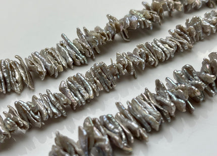 6-7x15-21mm or 6-7x12-14mm AAA Very Rare Gray Color Keshi Biwa Freshwater Pearl Beads Center Drilled Shape Biwa Chips Pearls #P1993