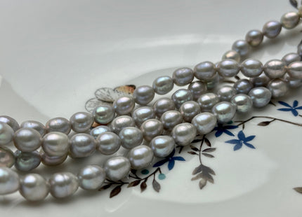 7x8-9 mm Gray Color Rice/Oval Freshwater Pearl Beads Genuine Gray Color High Luster Cultured Rice Shape Freshwater Pearls #P1996