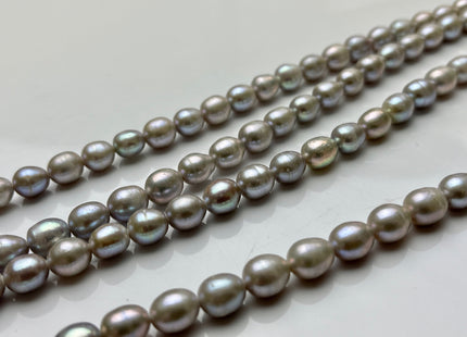 7x8-9 mm Gray Color Rice/Oval Freshwater Pearl Beads Genuine Gray Color High Luster Cultured Rice Shape Freshwater Pearls #P1996