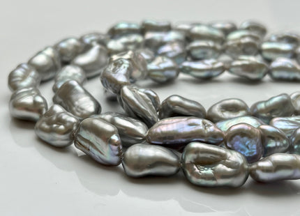 9-10x13-19 mm AA Silver Gray Color Keshi Freshwater Pearls Beads Genuine Keshi Rice Nugget Shape Silver Gray Freshwater Pearl Beads #P1997