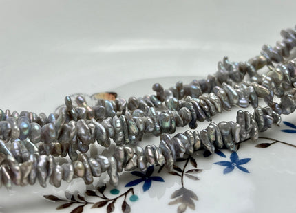 8-13 mm AA Gray Color Keshi Disc Freshwater Pearl Beads Center Drilled Genuine Gray Color Keshi Disc Shaped Pearls #P1999