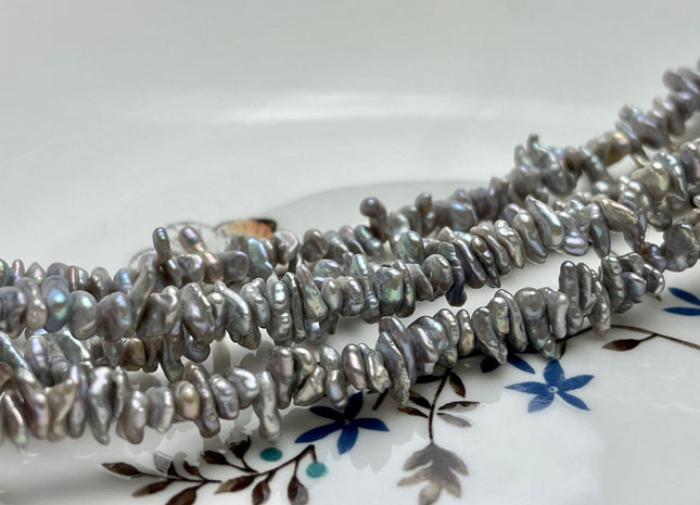 8-13 mm AA Gray Color Keshi Disc Freshwater Pearl Beads Center Drilled Genuine Gray Color Keshi Disc Shaped Pearls #P1999