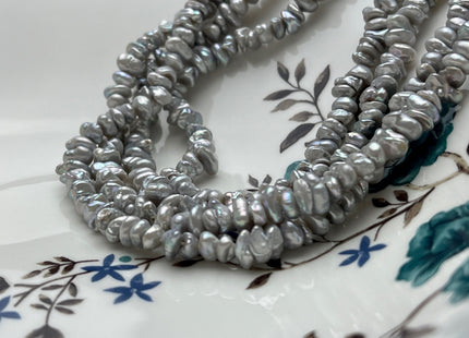 6-8 mm AA Gray Color Keshi Disc Freshwater Pearl Beads Center Drilled Genuine Gray Color Keshi Disc Shaped Pearls #P2000