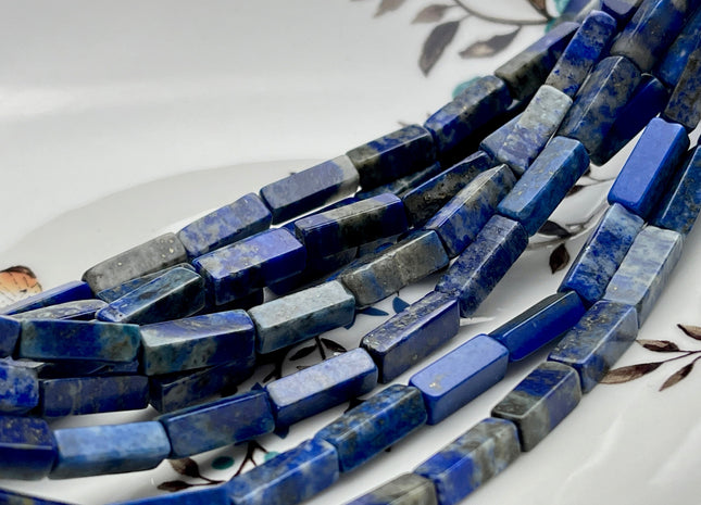 4-5x13 mm Cuboid Tube Shape Multi Blue Color Lapis Gemstone Beads Genuine Lapis Loose Beads 15.5 Inches Strand #4012
