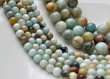 6mm 8mm 10mm Natural Multi Color Smooth Round Amazonite Gemstone Beads Genuine Natural Amazonite Beads 15.5 Inches Strand #4014