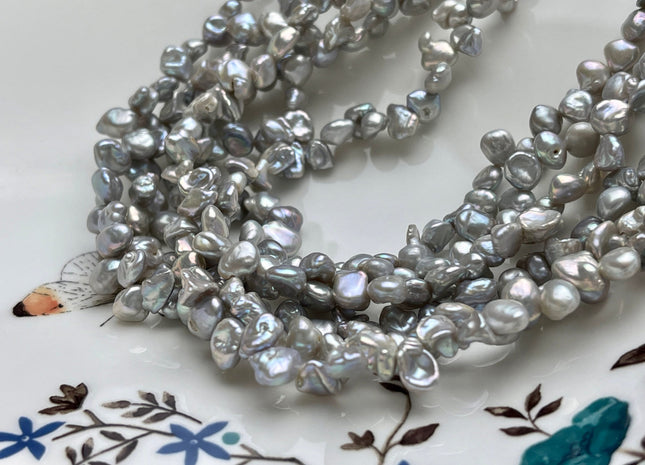 5-6x7-8 mm AA Gray Color Keshi Freshwater Pearls Top Drilled Keshi Pearl Beads High Luster Genuine Keshi Freshwater Pearls #P2008