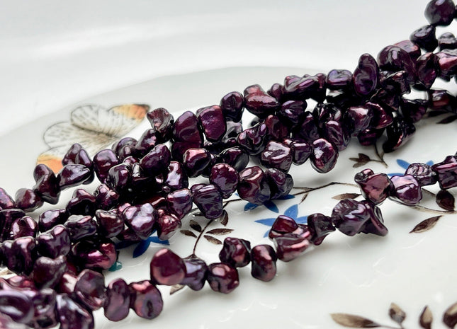 5-6x7-8 mm AA Mulberry Color Keshi Freshwater Pearls Top Drilled Keshi Pearl Beads High Luster Genuine Wine Purple Color Keshi Pearls #P2006