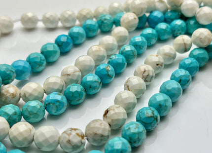 4mm 6mm 8mm 10mm 12mm Faceted Howlite White OR Blue Turquoise Gemstone Beads Faceted Turquoise Round Beads Howlite Gemstone Beads #497