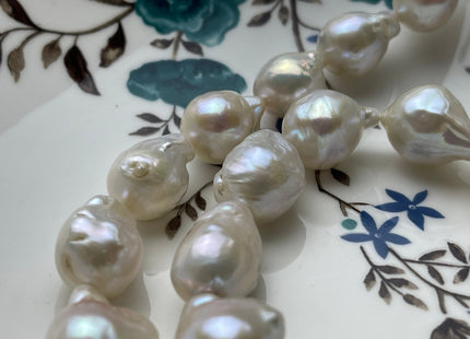 11x16-13x20 mm AAAA Natural White Baroque Pearl Beads Genuine Natural Freshwater Tear Drop Shape Baroque Flame Ball Pearls 23 Beads #P1955