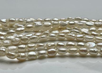 6-7x8.5-9 mm AAA Large Hole Natural White Rice Nugget Freshwater Pearls Hole Size 2.1mm Lustrous Genuine Rice Nugget Pearl Beads #P2016