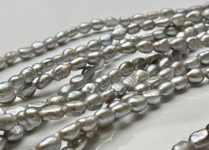 7x9 mm AAA Large Hole Gray Color Rice Nugget Freshwater Pearls Hole Size 2.1mm Lustrous Genuine Rice Nugget Pearl Beads #P2017