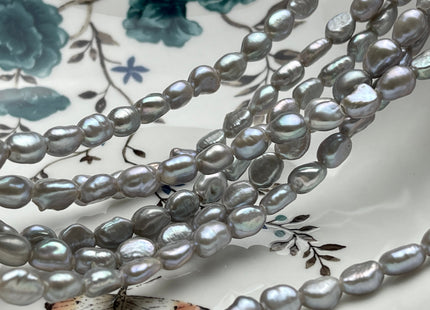 7x9 mm AAA Large Hole Gray Color Rice Nugget Freshwater Pearls Hole Size 2.1mm Lustrous Genuine Rice Nugget Pearl Beads #P2017