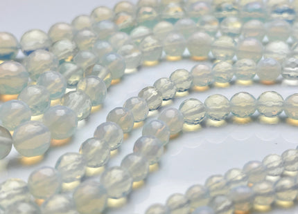 6mm 8mm 10mm 11mm Faceted Round White Opalite Gemstone Beads Genuine Micro Faceted Opalite Loose Beads 15 Inches Strand #4024