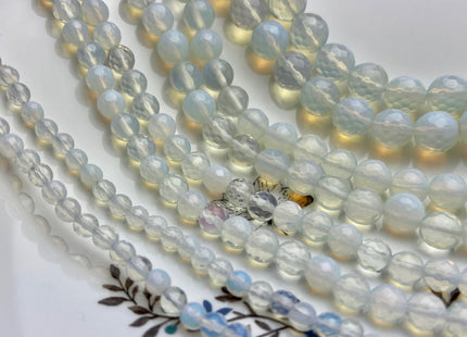 6mm 8mm 10mm 11mm Faceted Round White Opalite Gemstone Beads Genuine Micro Faceted Opalite Loose Beads 15 Inches Strand #4024
