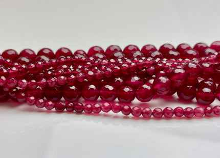 4mm 8mm 10mm Faceted Round Agate Gemstone Beads Heat Treated Cranberry Color Natural Agate 15.5 Inches Strand #4016