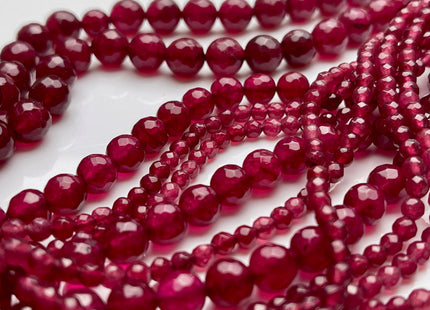 4mm 8mm 10mm Faceted Round Agate Gemstone Beads Heat Treated Cranberry Color Natural Agate 15.5 Inches Strand #4016