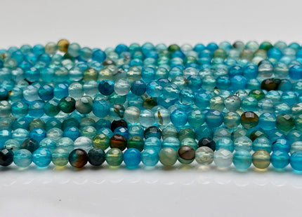 4 mm Faceted Round Agate Gemstone Beads Apatite Blue and Brown Color Genuine Agate Gemstone Loose Beads #4018