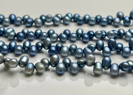 5x7mm AA Top Drilled Blue Color Rice/Oval Freshwater Pearl Beads Genuine High Luster Dancing Cultured Freshwater Pearls #P2022