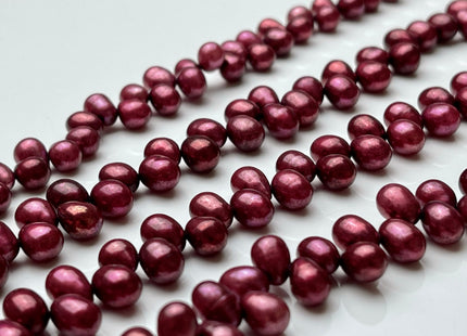 5.5x7mm AA Top Drilled Burgundy Red Color Rice/Oval Freshwater Pearl Beads Genuine High Luster Dancing Cultured Freshwater Pearls #P2021