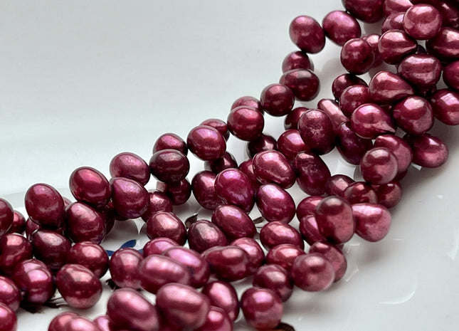 5.5x7mm AA Top Drilled Burgundy Red Color Rice/Oval Freshwater Pearl Beads Genuine High Luster Dancing Cultured Freshwater Pearls #P2021