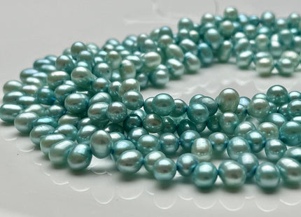5x7mm AA Top Drilled Baby Blue Color Rice/Oval Freshwater Pearl Beads Genuine High Luster Dancing Cultured Freshwater Pearls #P2023