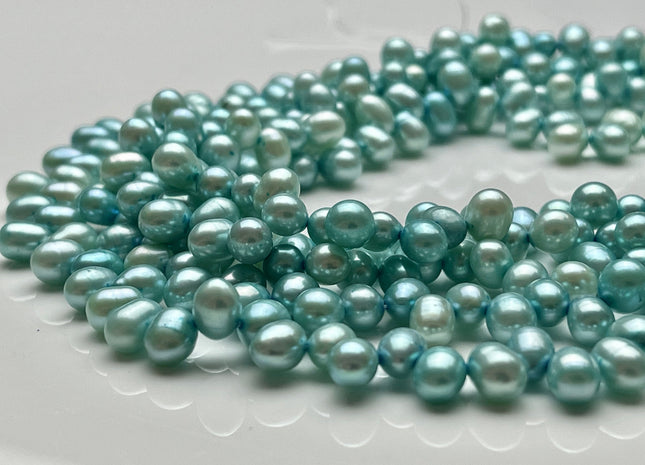 5x7mm AA Top Drilled Baby Blue Color Rice/Oval Freshwater Pearl Beads Genuine High Luster Dancing Cultured Freshwater Pearls #P2023
