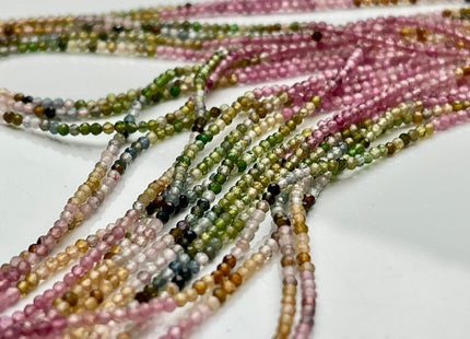 2 mm AAA Natural Micro Faceted Round Gemmy Tourmaline Beads Top Quality Black Green Pink Gold Blue Tourmaline 15.5 Inches #4027