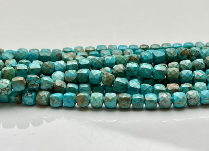 5mm 6mm Micro Faceted Cube Dice Square Shape Multi Blue Turquoise Blue Brown Color 15.5 Inches #4031