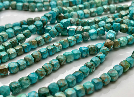 5mm 6mm Micro Faceted Cube Dice Square Shape Multi Blue Turquoise Blue Brown Color 15.5 Inches #4031
