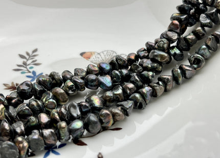 8-9 mm Dark Brown Green Peacock Color Keshi Disc Freshwater Pearl Beads Center Drilled Genuine Color Keshi Disc Shaped B Grade Pearls #P2026