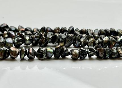 8-9 mm Dark Brown Green Peacock Color Keshi Disc Freshwater Pearl Beads Center Drilled Genuine Color Keshi Disc Shaped B Grade Pearls #P2026