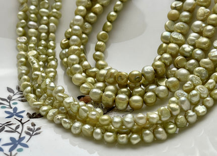 4-5mm or 6-7mm Bright Sage Green Color Potato Nugget Freshwater Pearl Beads Genuine Cultured Green Color Small Tiny Nugget Pearl #P2027