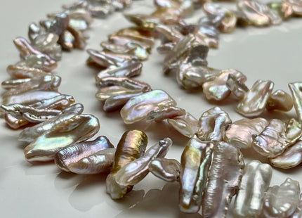 8-9x18-28 mm AAAA Natural Mauve Pink Biwa Stick Freshwater Pearl Beads Genuine Center Drilled Super High Luster Very Rare Biwa Pearls #P2031