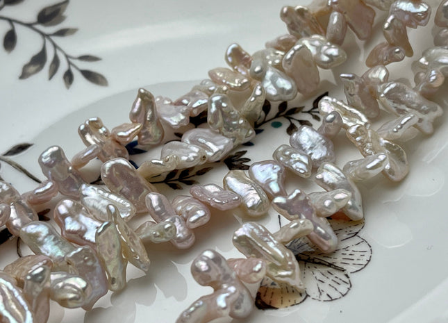 7-8x13-15 mm AAAA Natural Mauve Pink Biwa Stick Freshwater Pearl Beads Genuine Center Drilled Super High Luster Very Rare Biwa Pearls #P2032