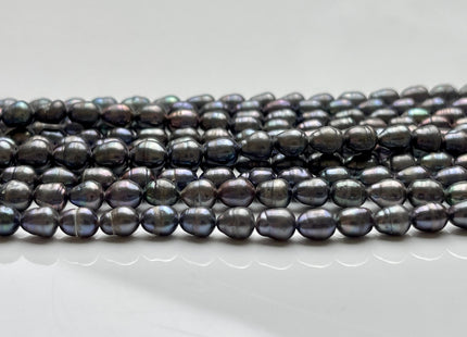5x7 mm B Grade Dark Peacock Color Freshwater Pearls Long Rice/Oval Shape Pearl Beads Genuine Peacock Color Freshwater Rice Pearls #P2033
